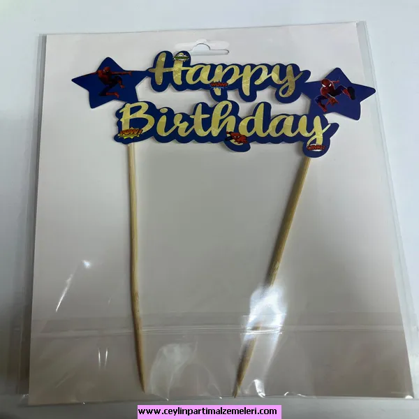 Spiderman Temalı Pasta Bayrağı